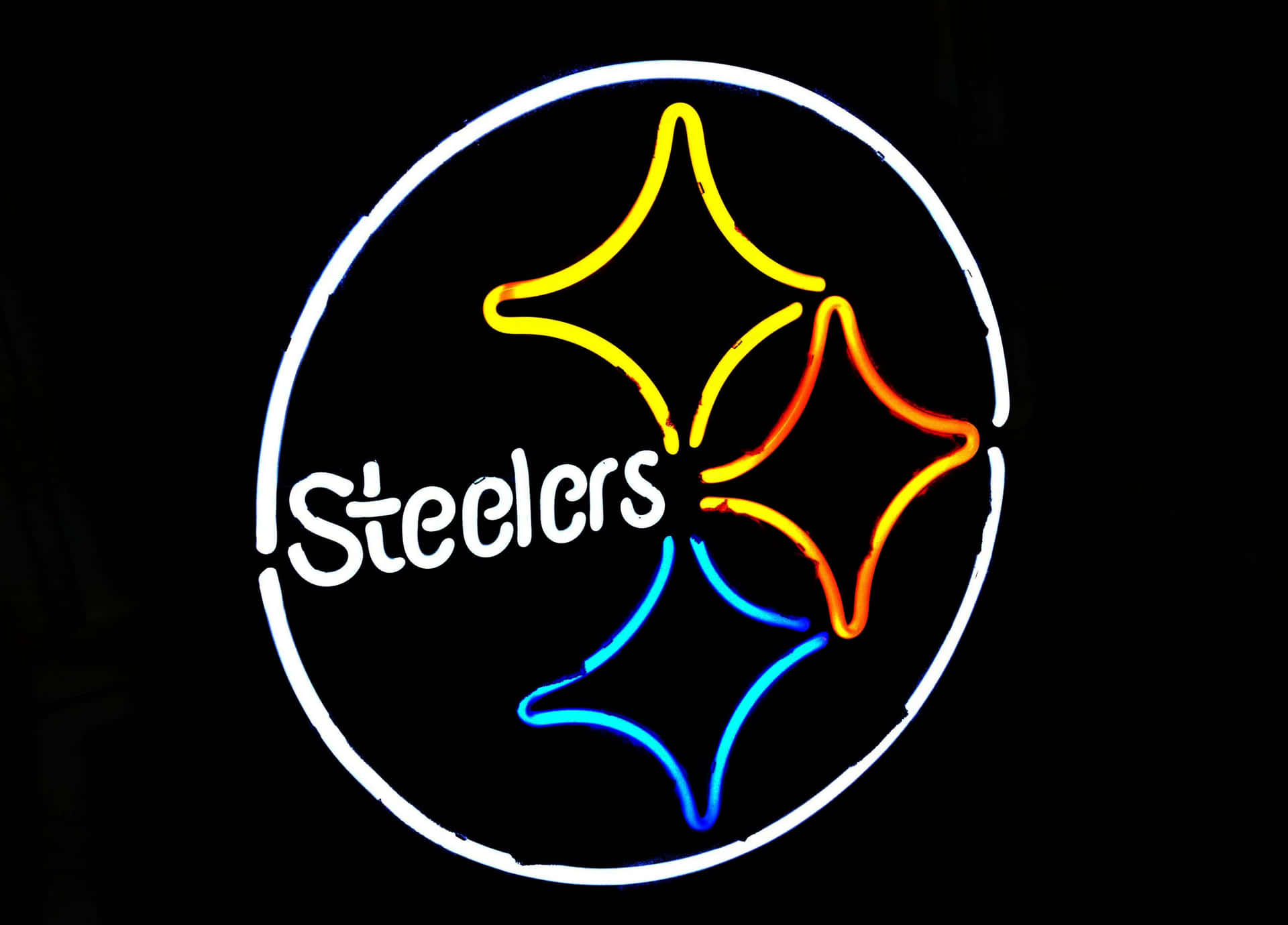Pittsburghsteelers Logotyp Som Neonljus-skylt. Wallpaper