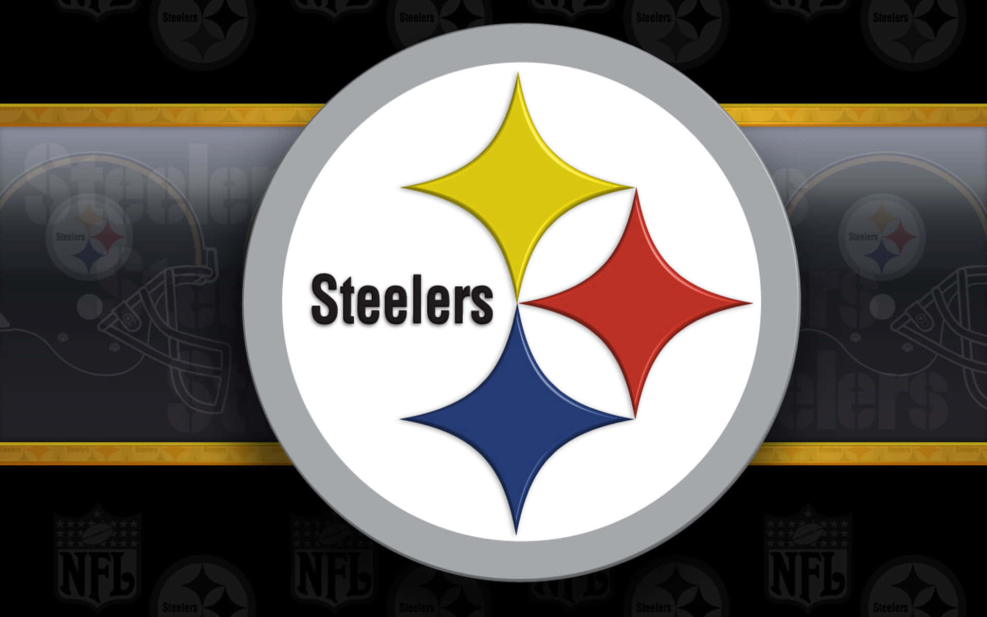 Pittsburgh Steelers logo på hjelm flag forgrunden. Wallpaper