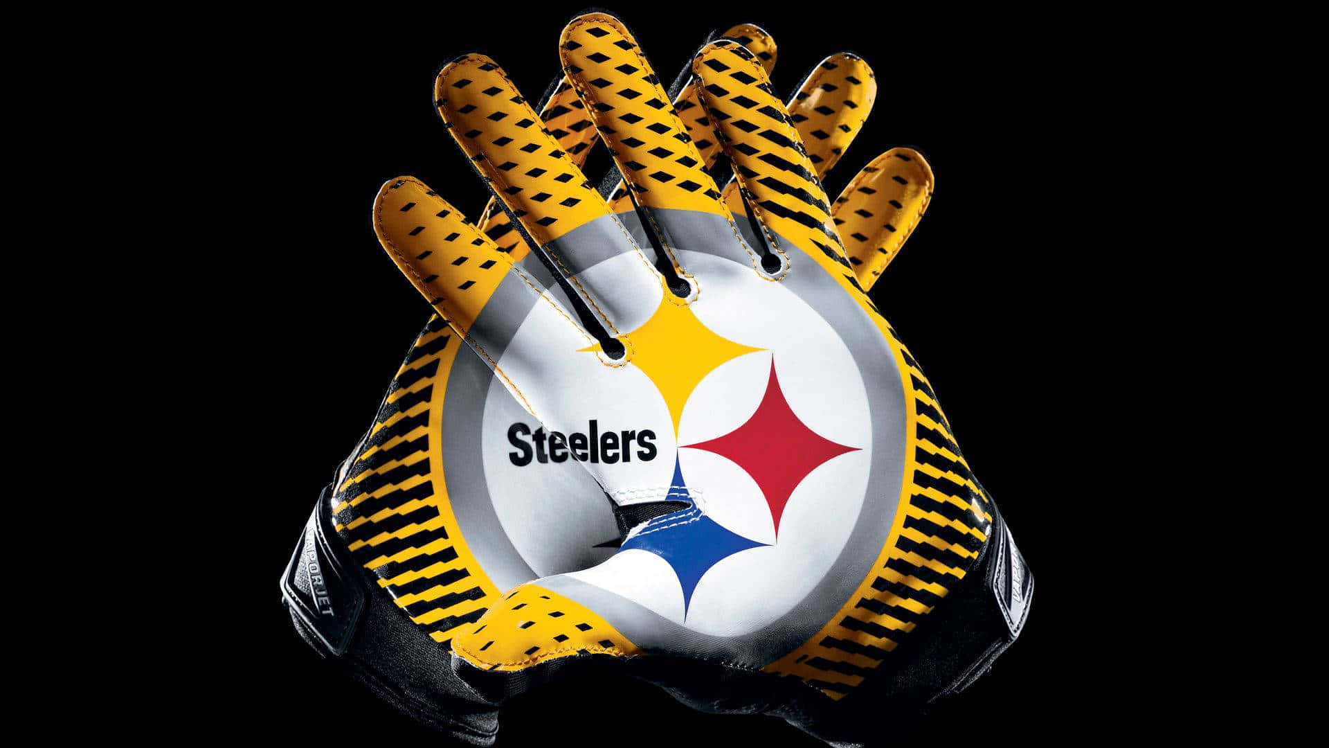 Logode Los Pittsburgh Steelers En Guantes. Fondo de pantalla