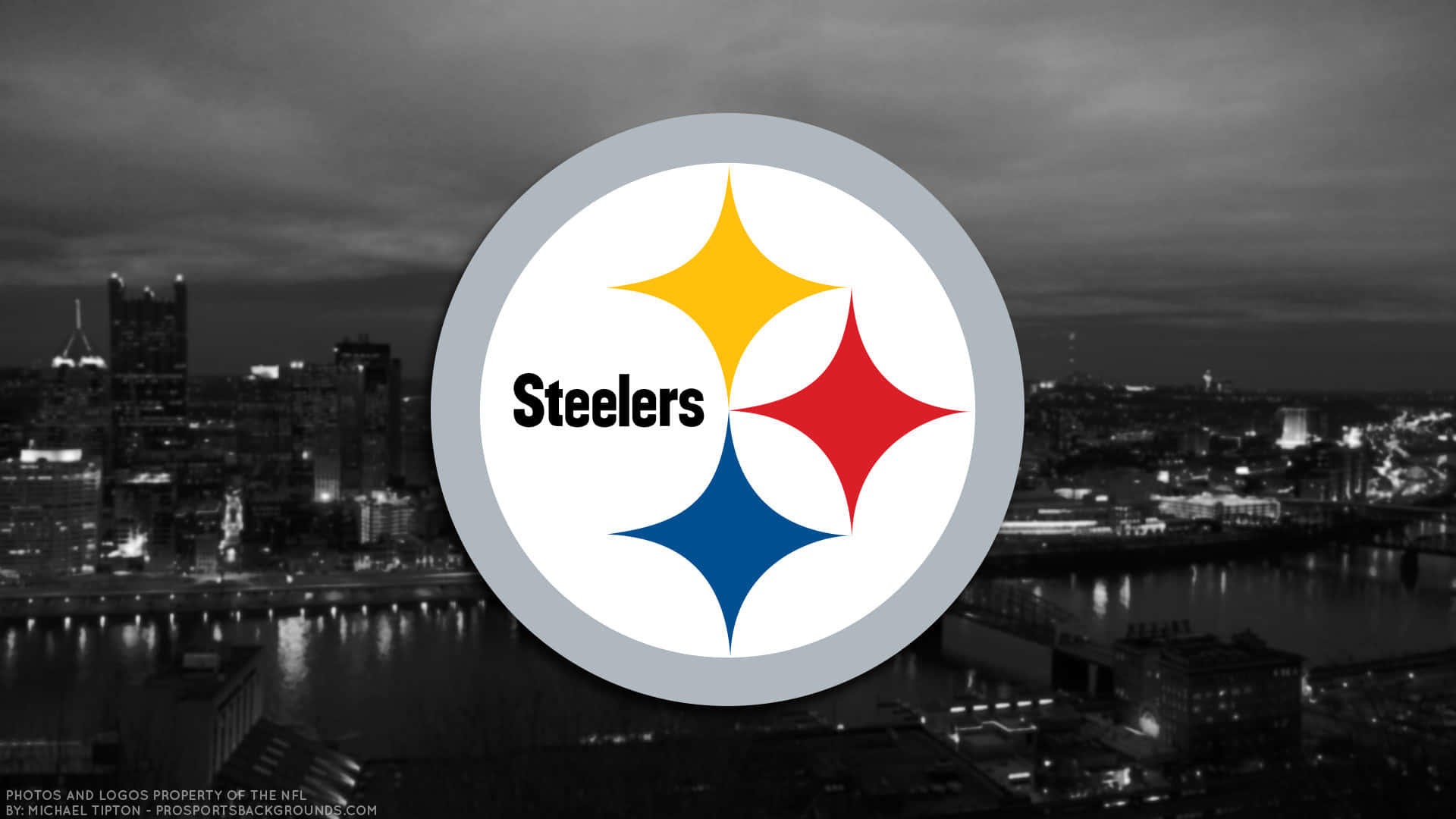 Pittsburghsteelers-logo Mit Pittsburgh Im Hintergrund Wallpaper