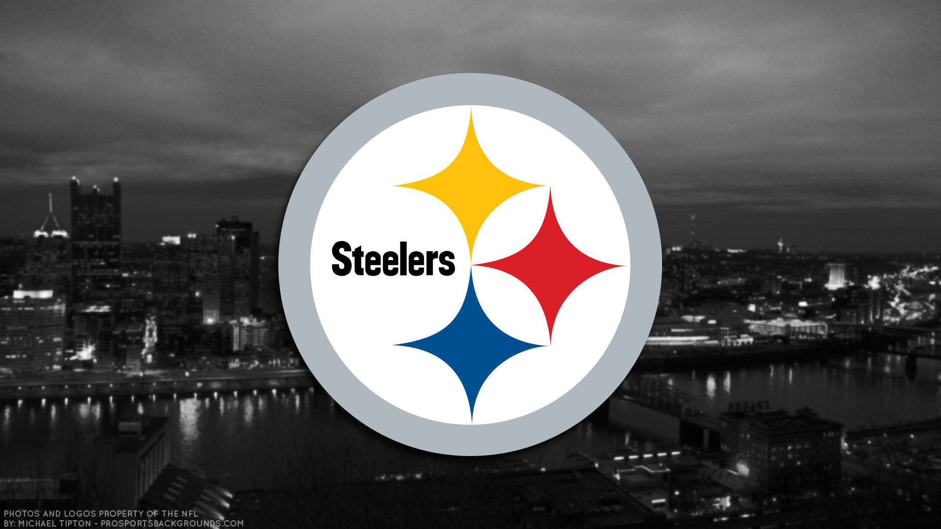 Pittsburgh Steelers Monochrome Cityscape Logo Wallpaper