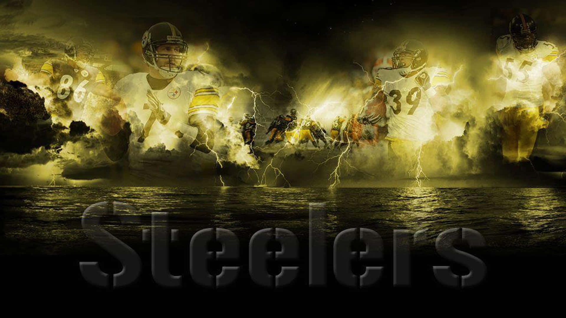 Pittsburgh Steelers Tekst Logo Og Spilleres Design Tapet Wallpaper