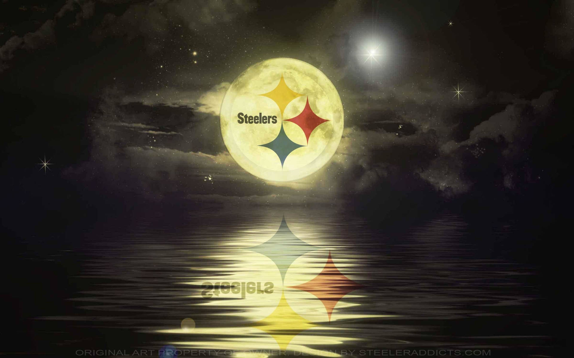 Pittsburgh Steelers Water Moon Art Wallpaper