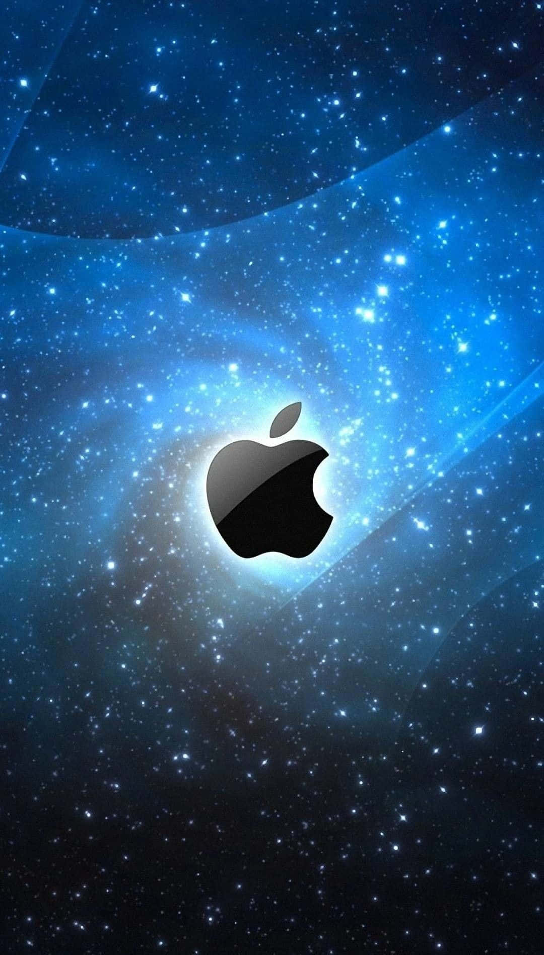 Pixel3 Blå Galaxy Äpple-logotyp Bakgrund.