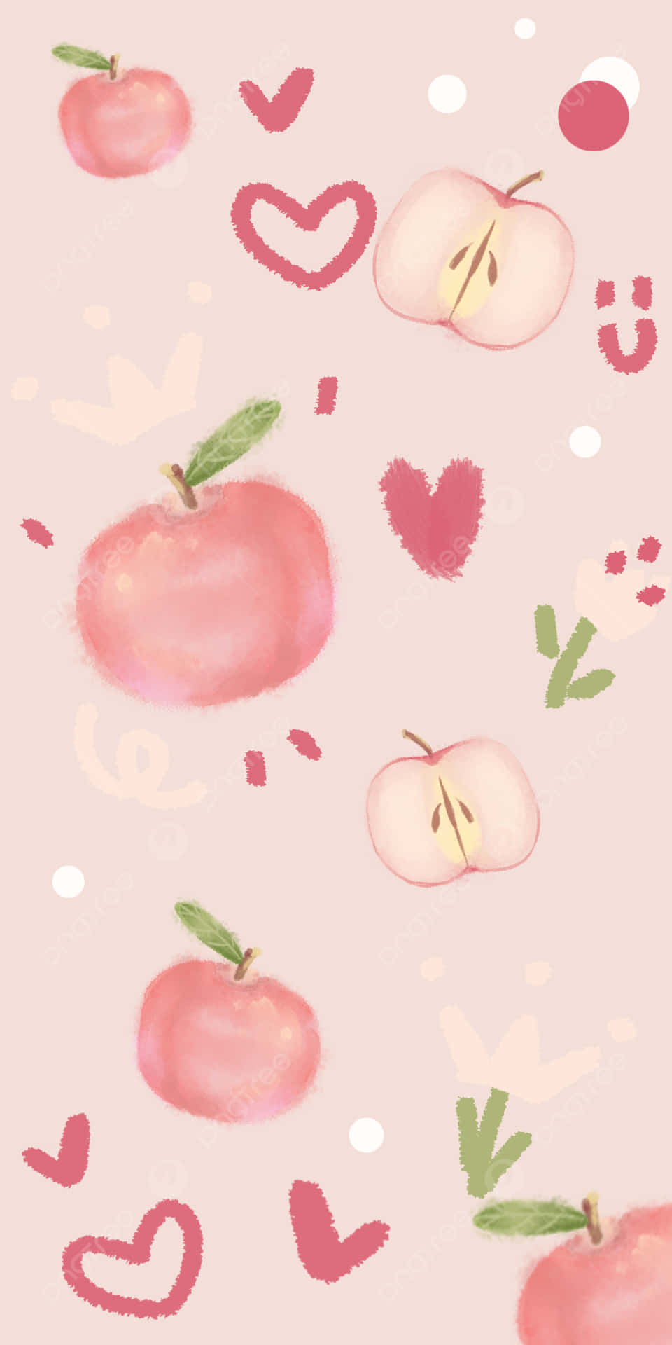 Pink Pixel 3 Apple Fruit Background