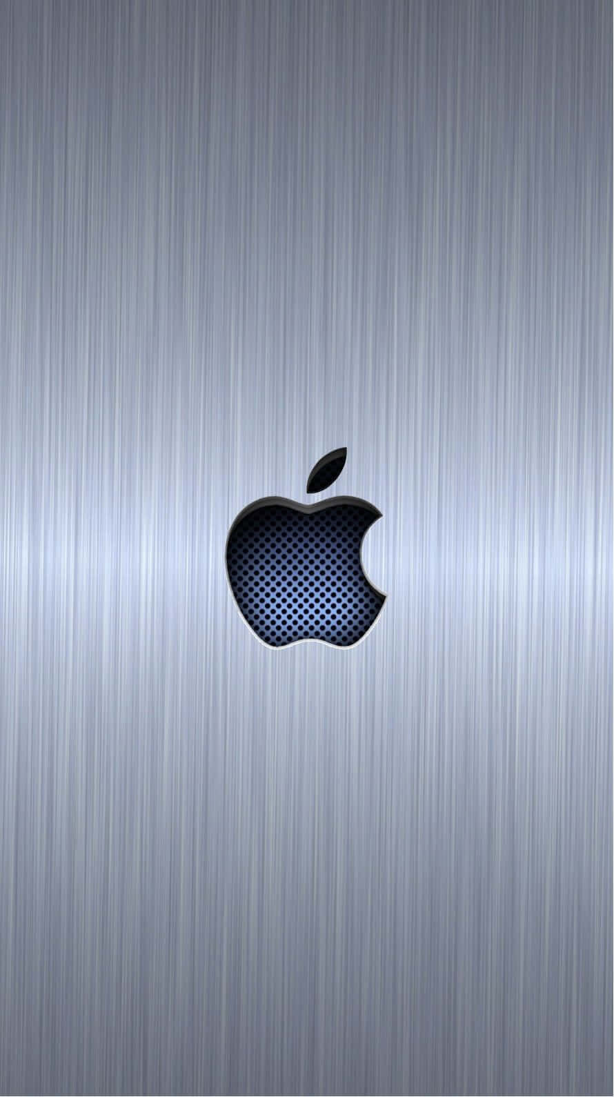 Pixel3 Metalliskt Silver Äpple Logotypbakgrund.
