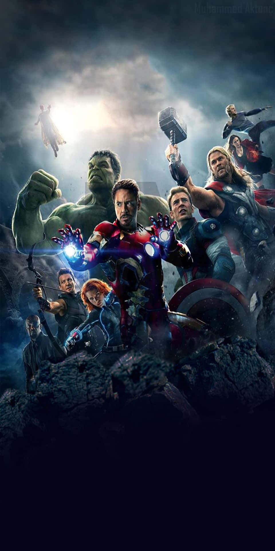 Pixel3 Avengers På Stenar Bakgrund