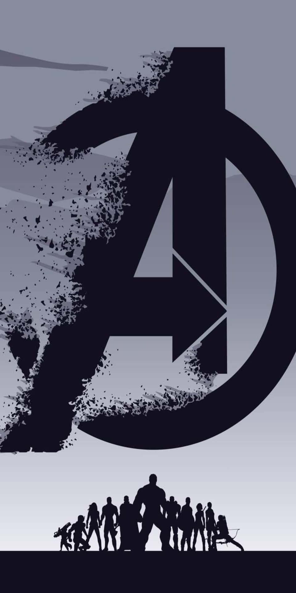 Pixel 3 Avengers Logo And Silhouette Background