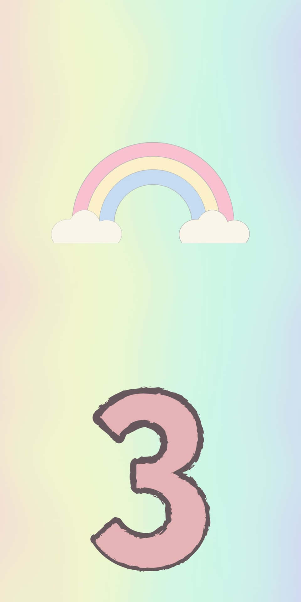Pixel 3 Background With Cute Rainbow