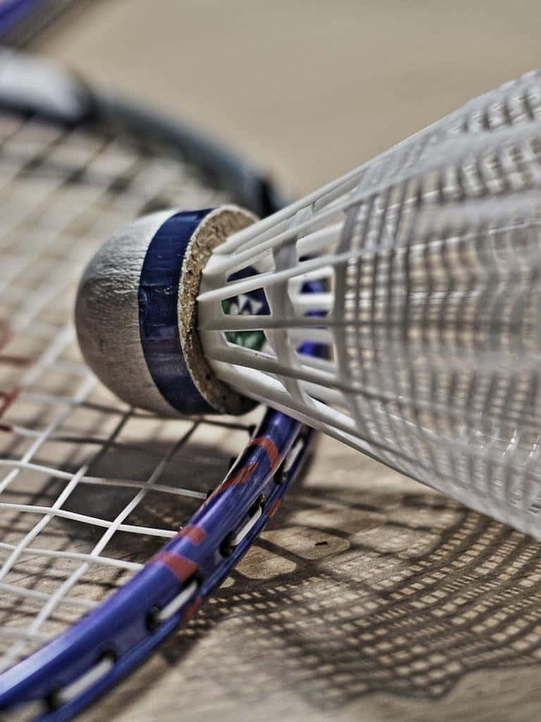 Blue Racket And Shuttlecock Pixel 3 Badminton Background