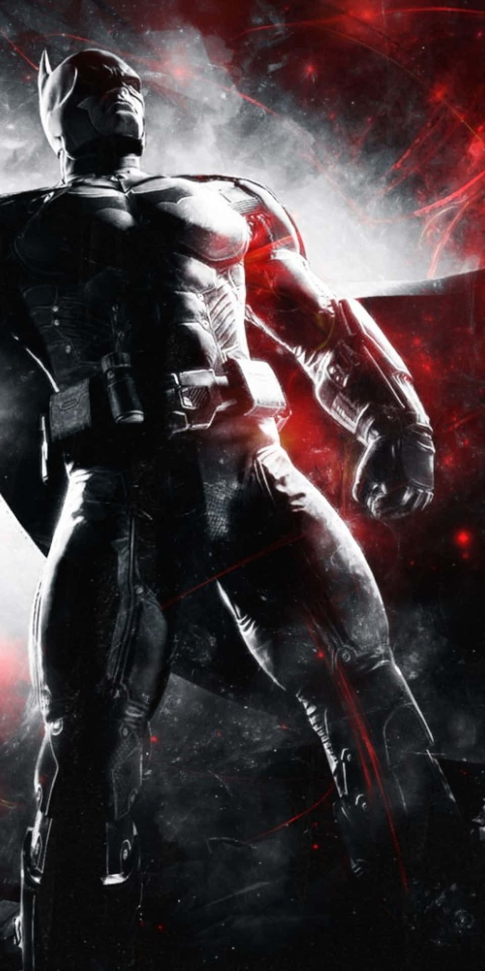 Fondode Pantalla De Efecto Negro Y Blanco Con Efecto Rojo De Batman Arkham City En Pixel 3.