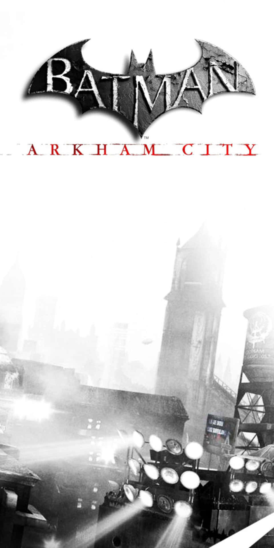 Fondode Pantalla Del Logo De Batman En Pixel 3 Con Silueta De Arkham City.