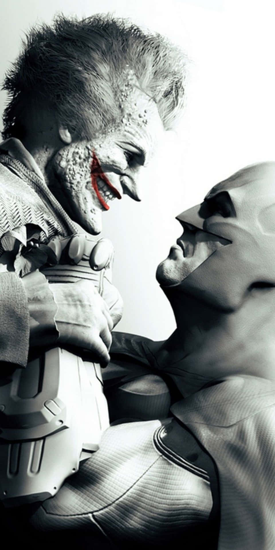Pixel3 Joker Y Batman Arkham City Videojuego Fondo En Blanco Y Negro.