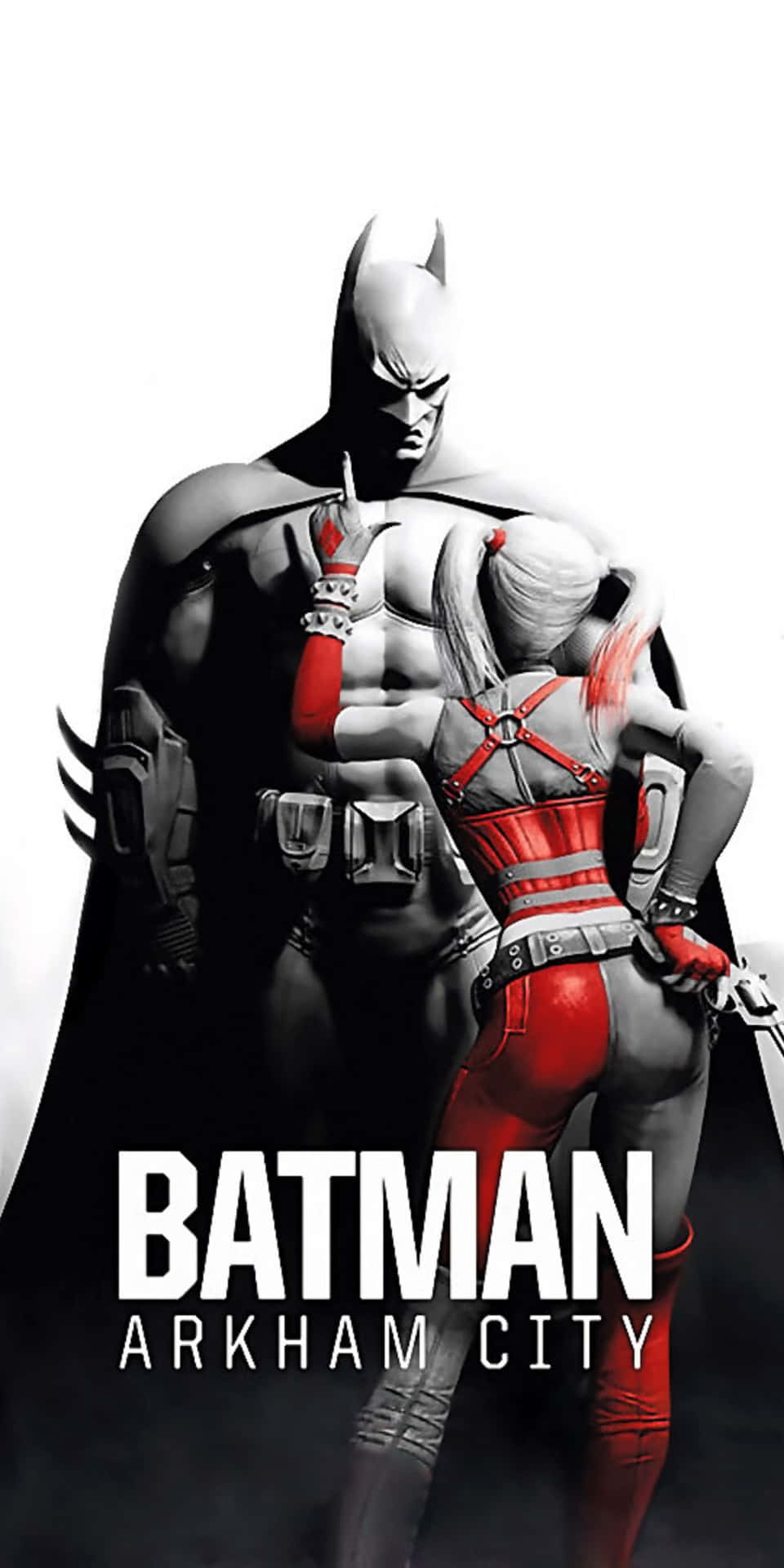 Pixel3 Batman Arkham City Grayscale Och Röda Framhävda Bakgrund