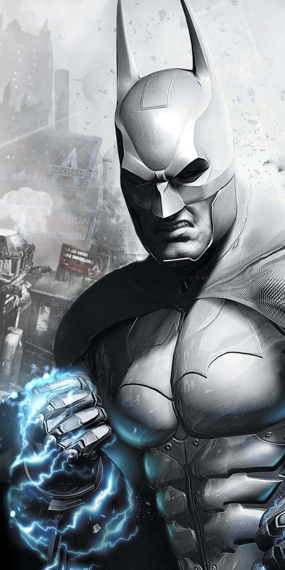 Pixel 3 Batman Arkham City Superhero Video Game Grayscale Background