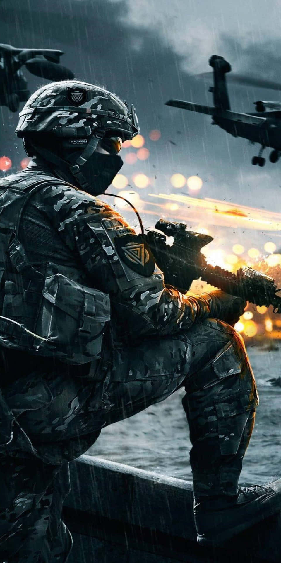 Caption: "Pixel 3 Battlefield 4 - Action-Packed Gaming Background"