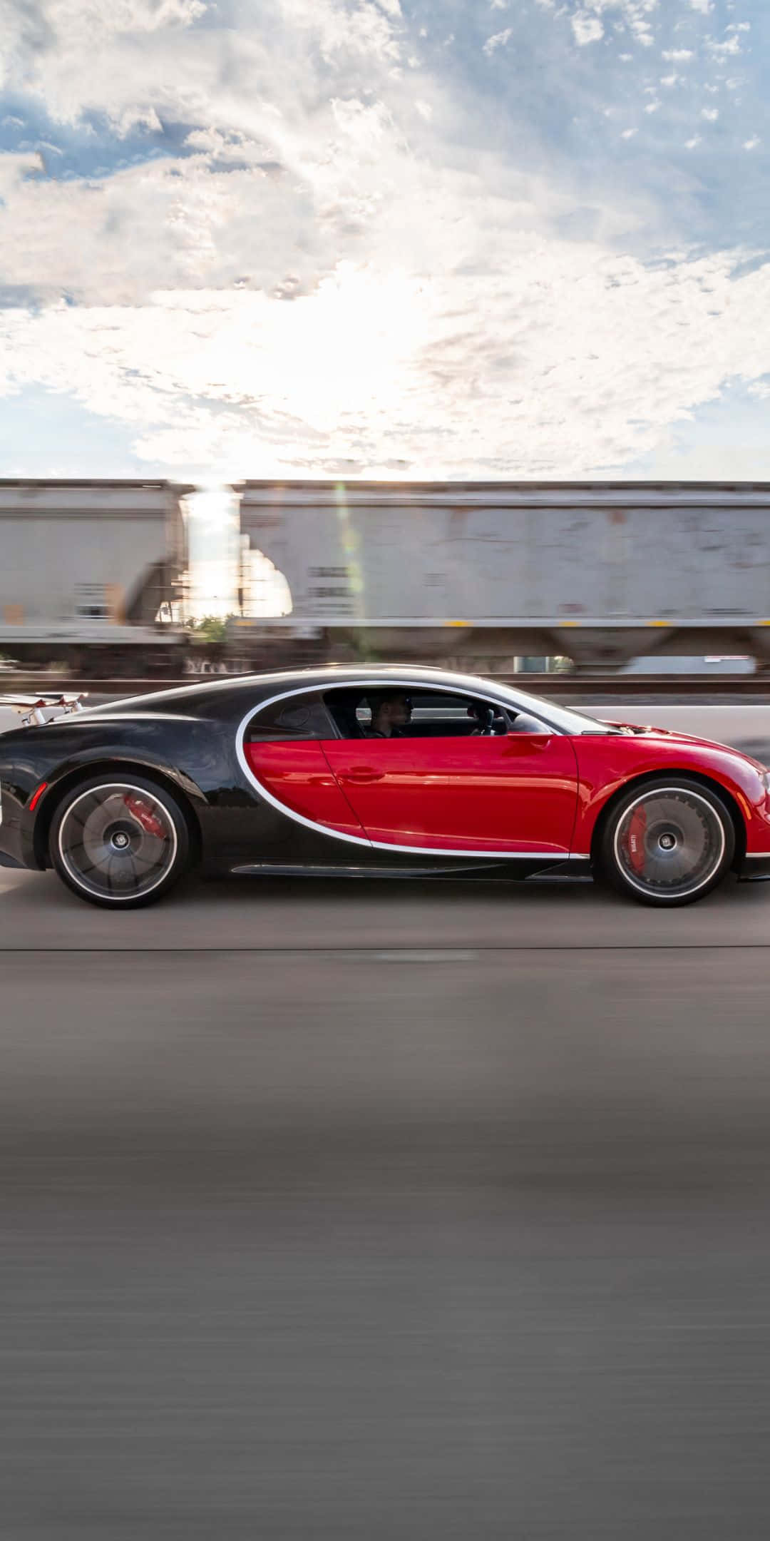 Side View Of Red Chiron Pixel 3 Bugatti Background