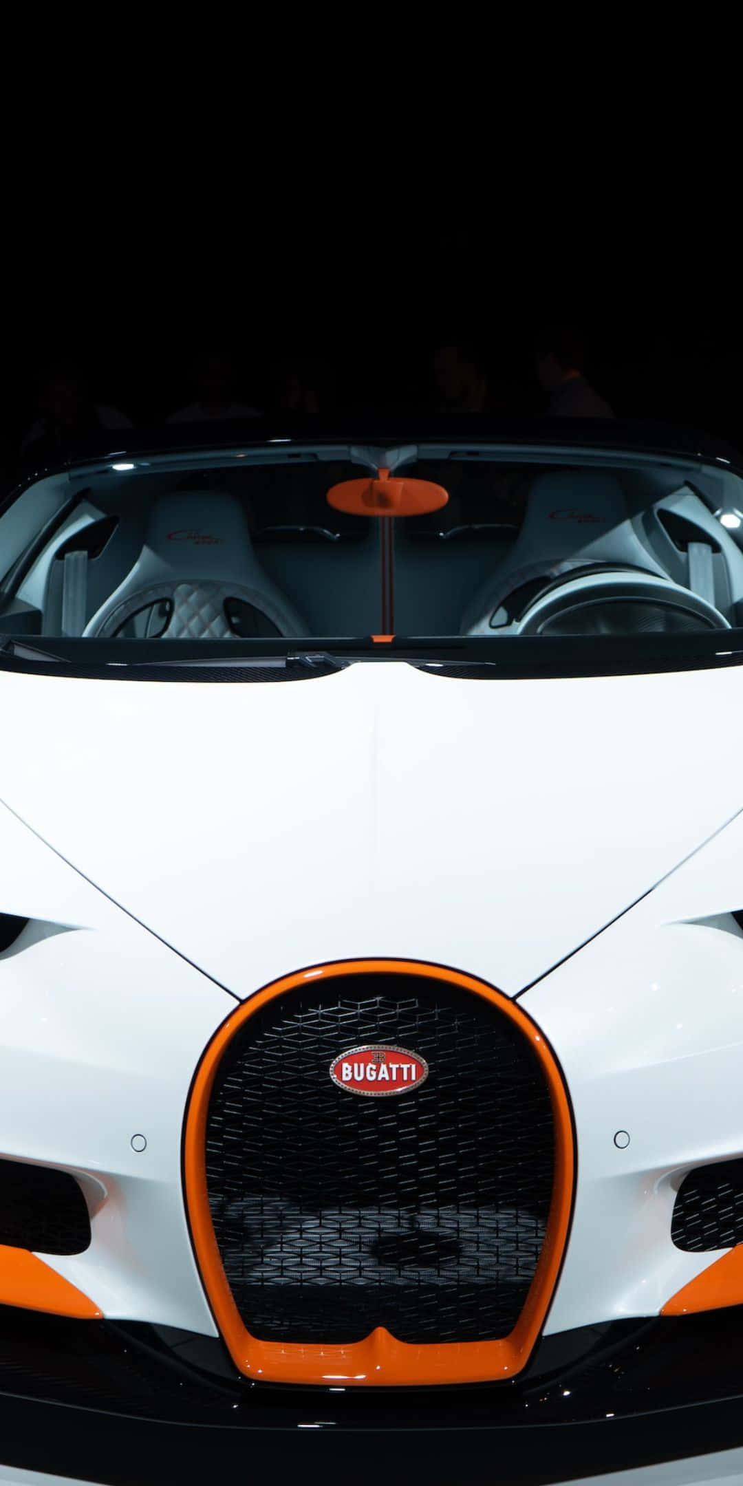 Fondode Pantalla De Bugatti Pixel 3 Con Detalles Blancos Y Naranjas.