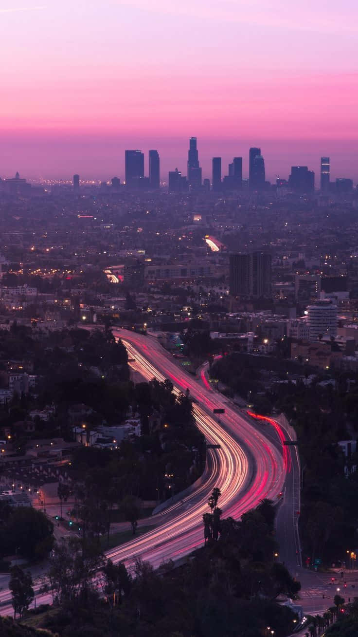 Fundode Tela Da Califórnia Para Pixel 3 Com As Luzes Da Cidade De Los Angeles.