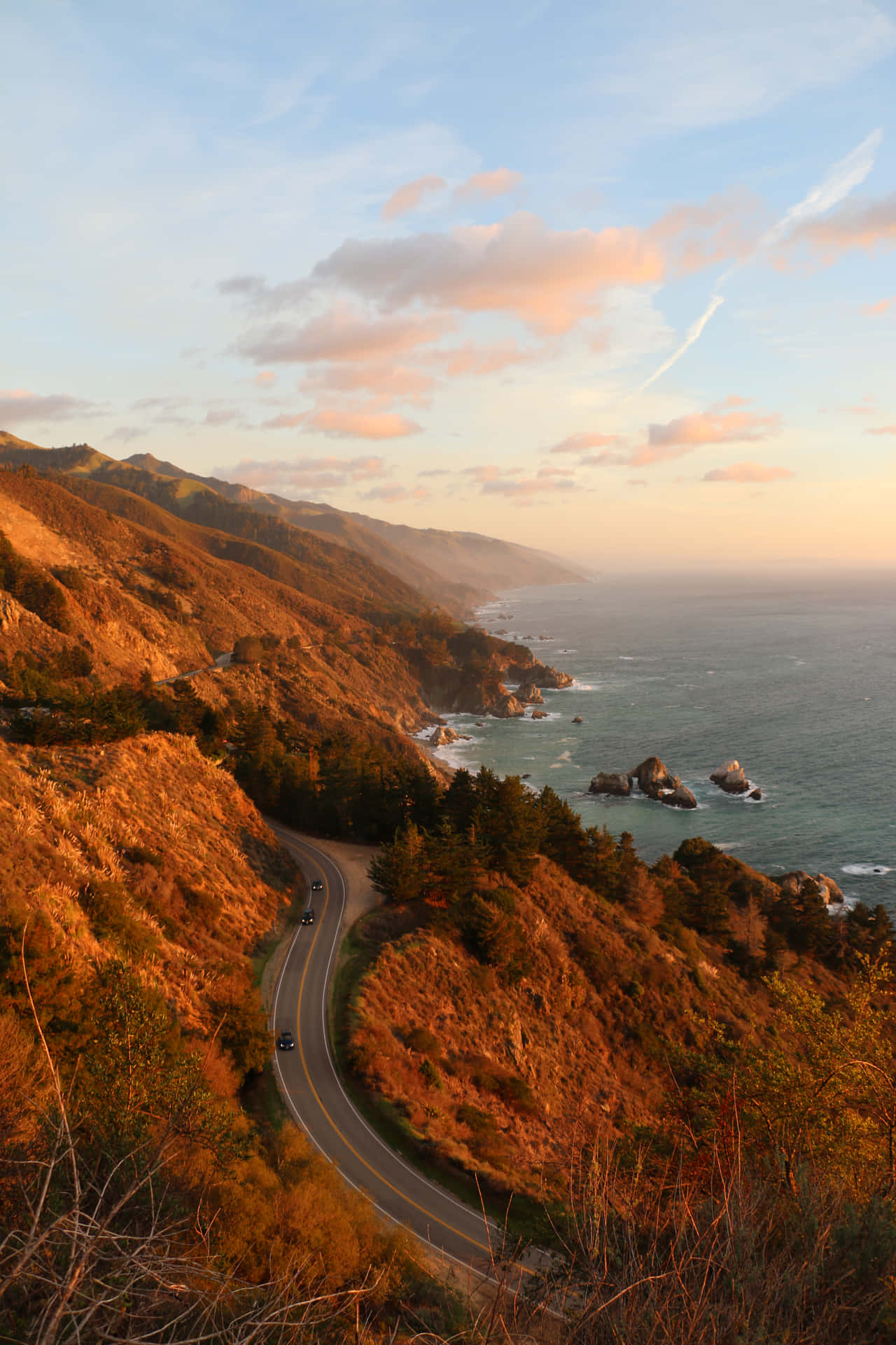 Fundode Tela Da Califórnia Com Uma Imagem De Alta Resolução Da Praia Da Estrada Para O Pixel 3.