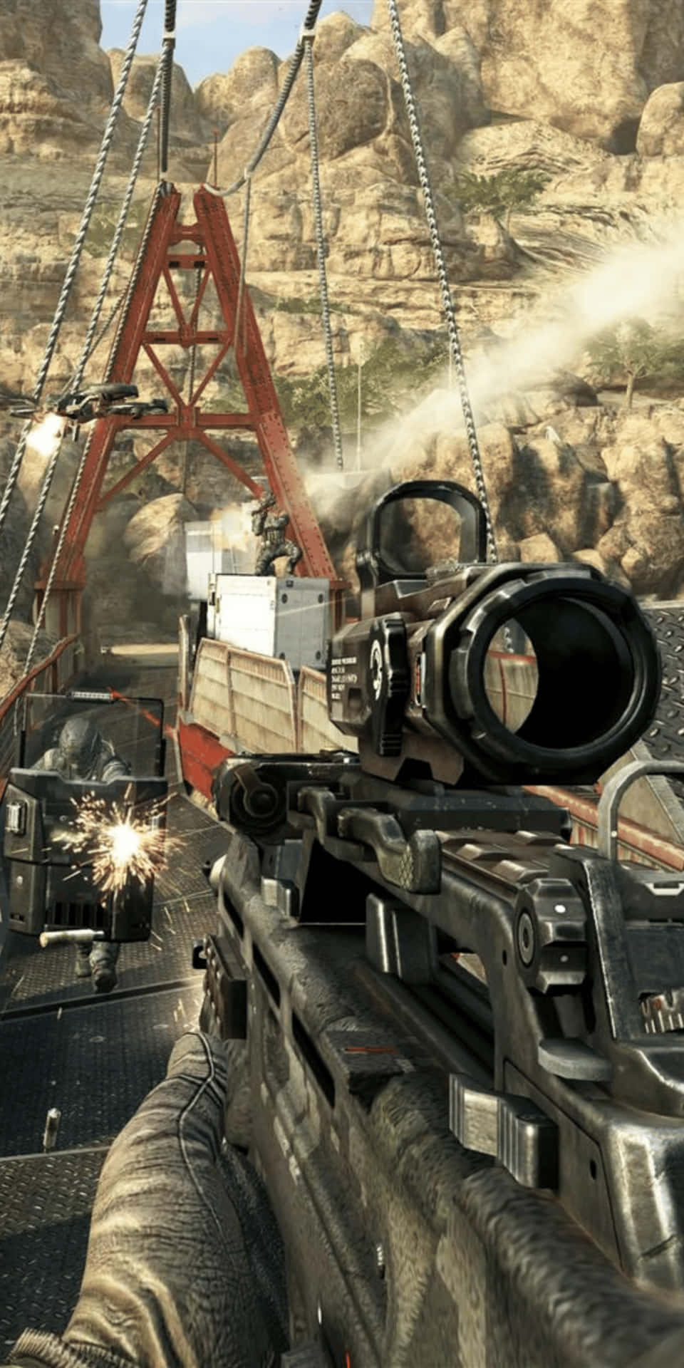 Pixel3 Bakgrundsbild För Call Of Duty Black Ops Cold War Med Smg Och Riktmedel.