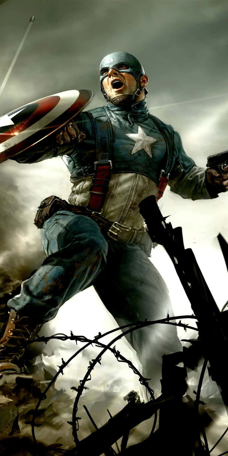 Pixel3 Bakgrundsbild Med Captain America: The First Avenger.