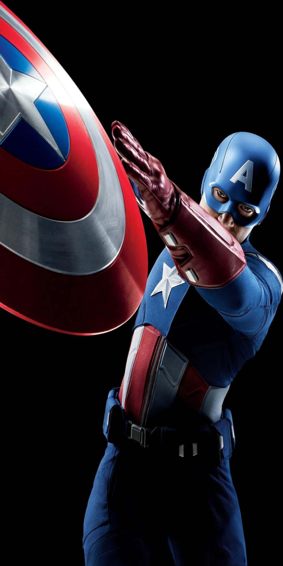 Pixel3 Bakgrundsbild Med Captain America Som Kastar Skölden.