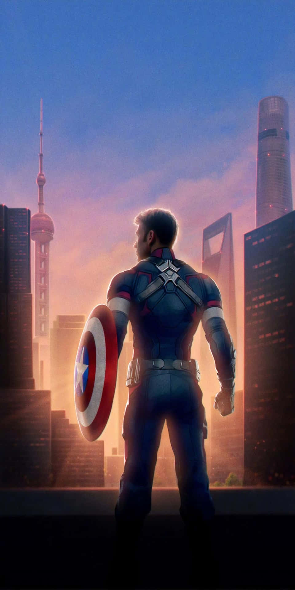 Pixel3 Captain America I Nyc-bakgrund.
