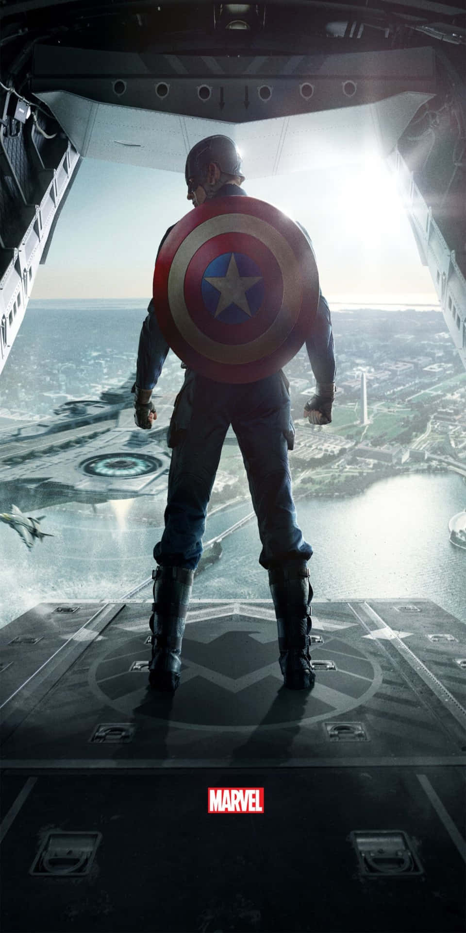 Pixel 3 Captain America på jet-baggrunden