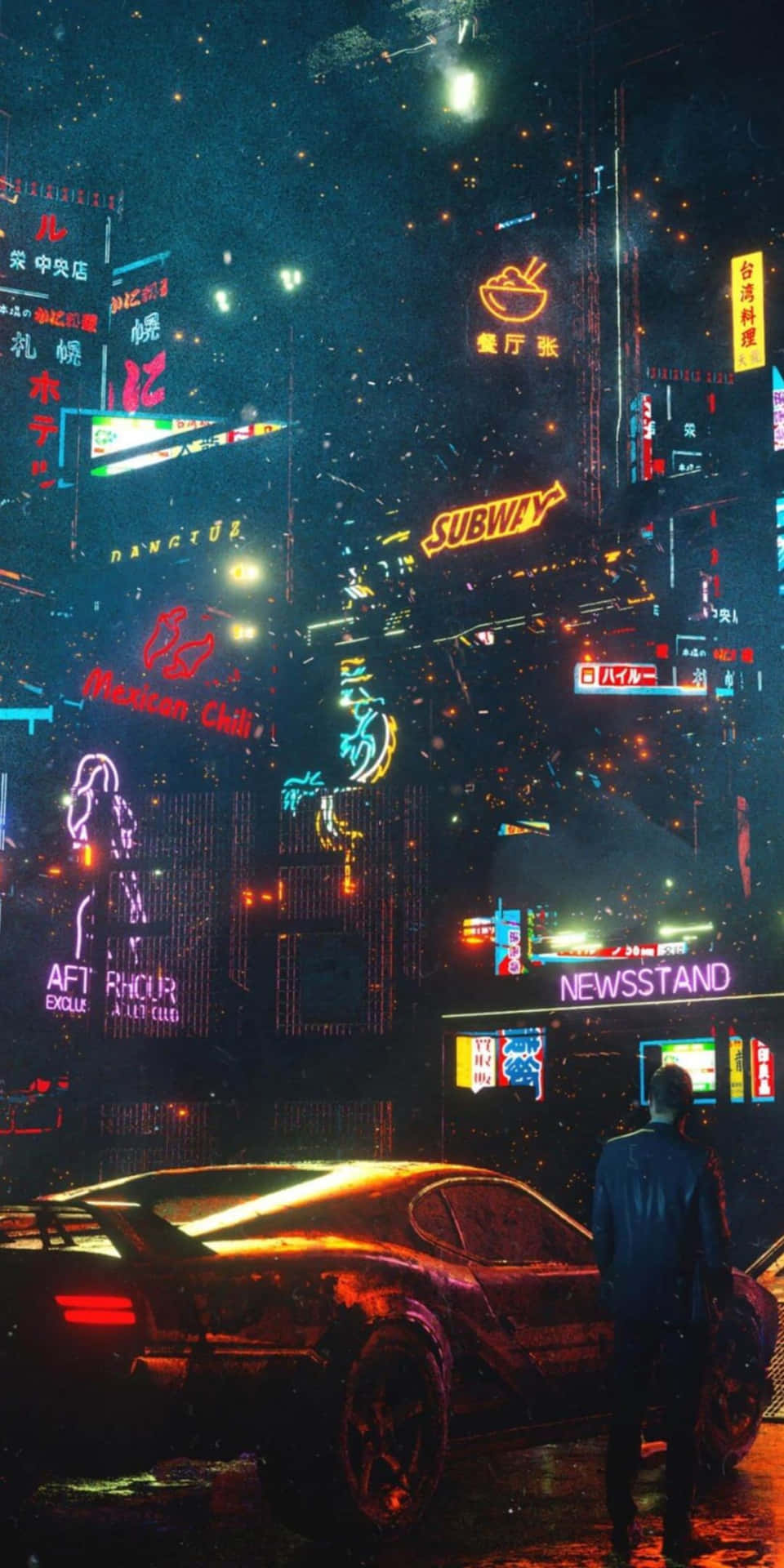 Cyberpunk style in the future with Pixel 3 phone