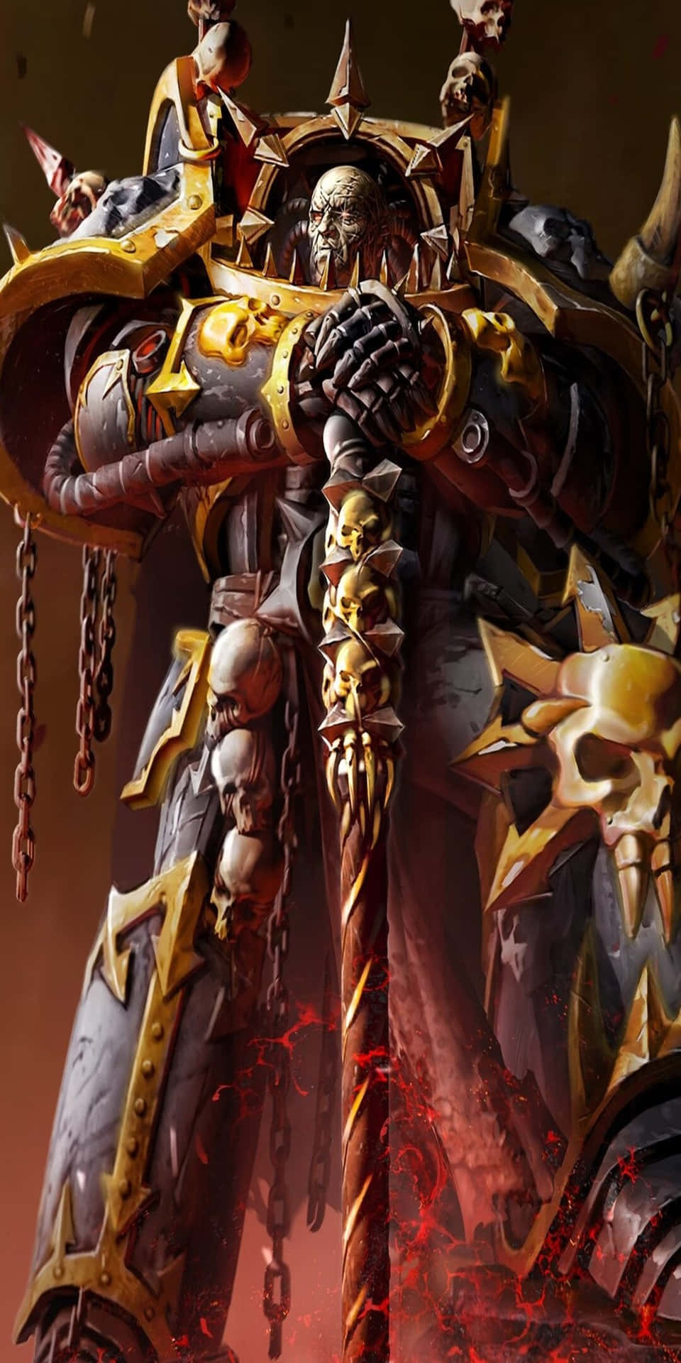 A Warhammer Character With A Sword And A Skull