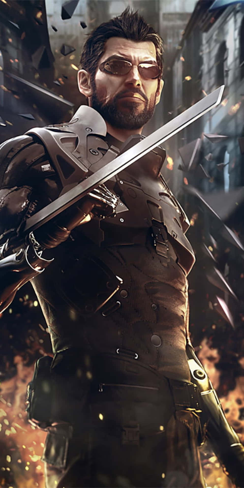 Fondode Pantalla De Adam Jensen Con Espada Para Pixel 3 De Deus Ex Mankind Divided