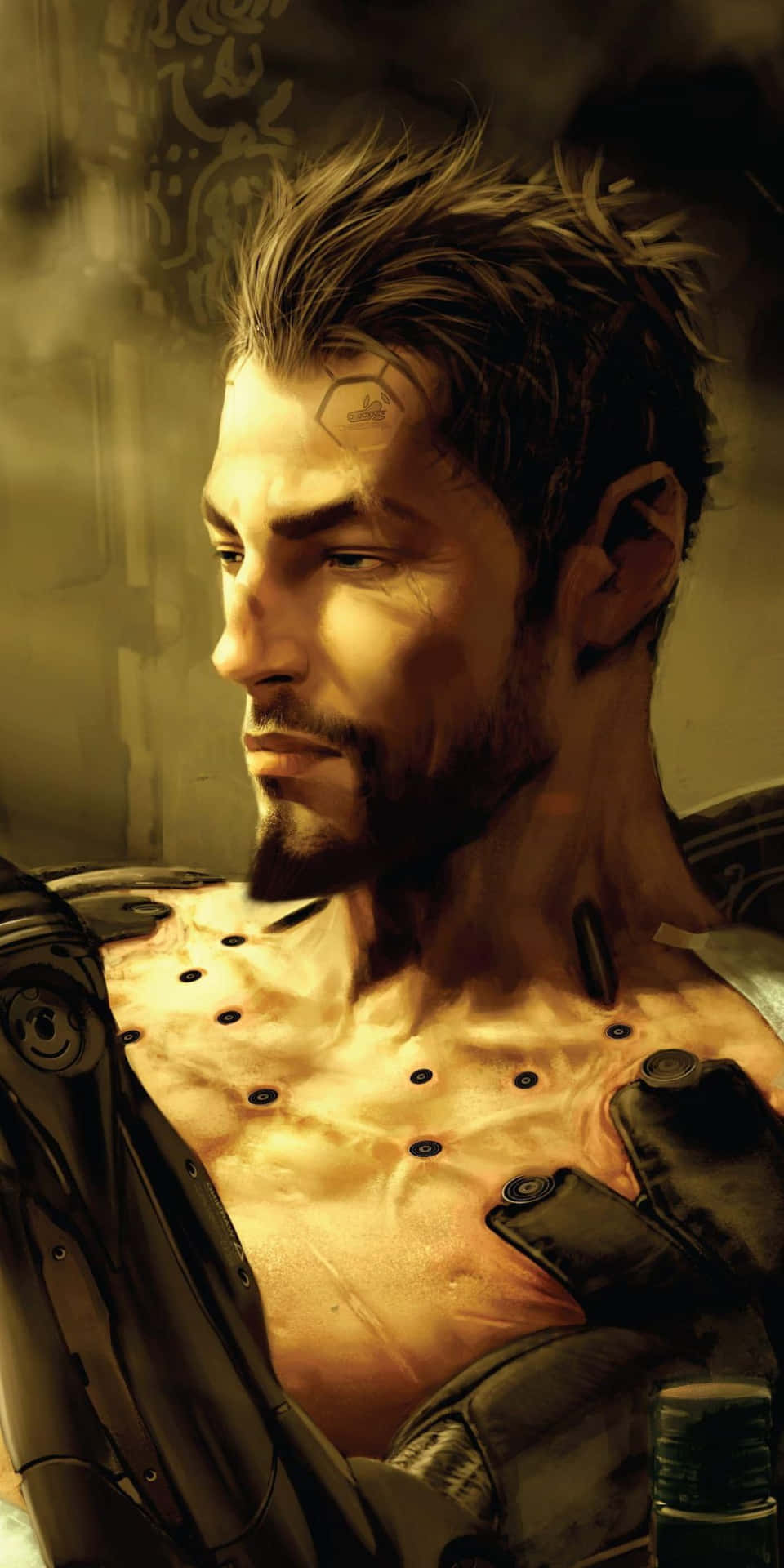 Adam Jensen Shirtless Pixel 3 Deus Ex Mankind Divided Background