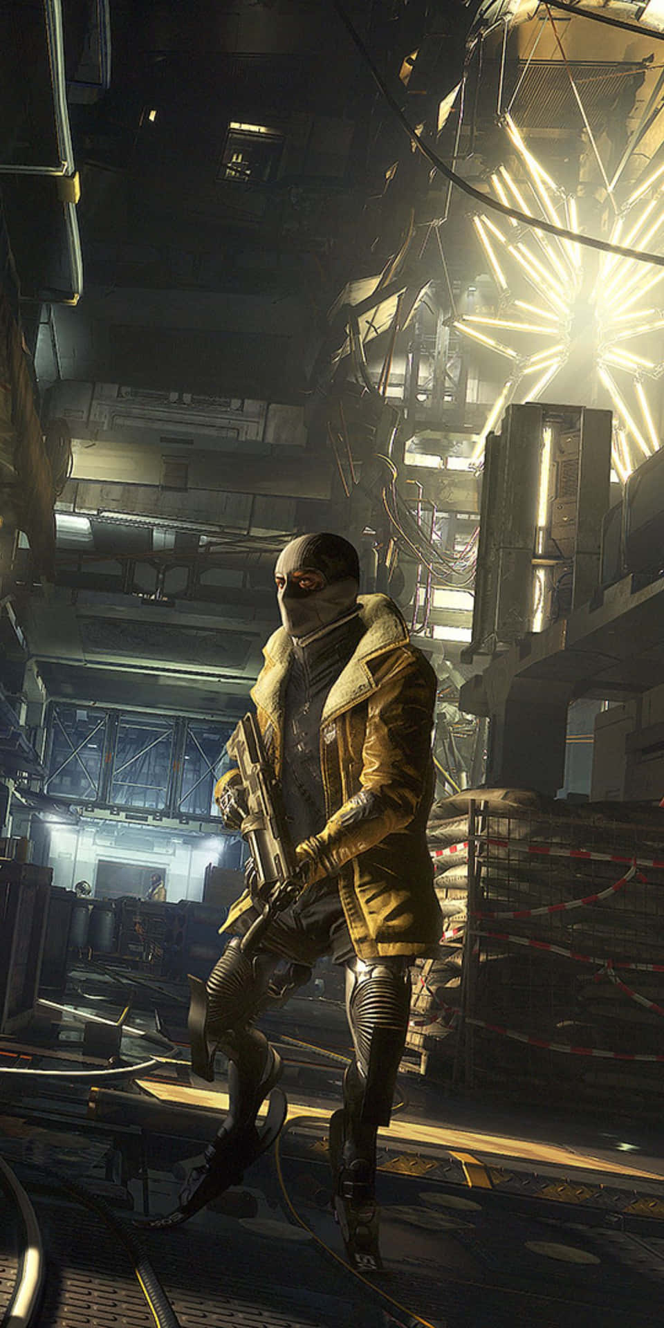 Maschinenbeinigercharakter Pixel 3 Deus Ex Mankind Divided Hintergrund