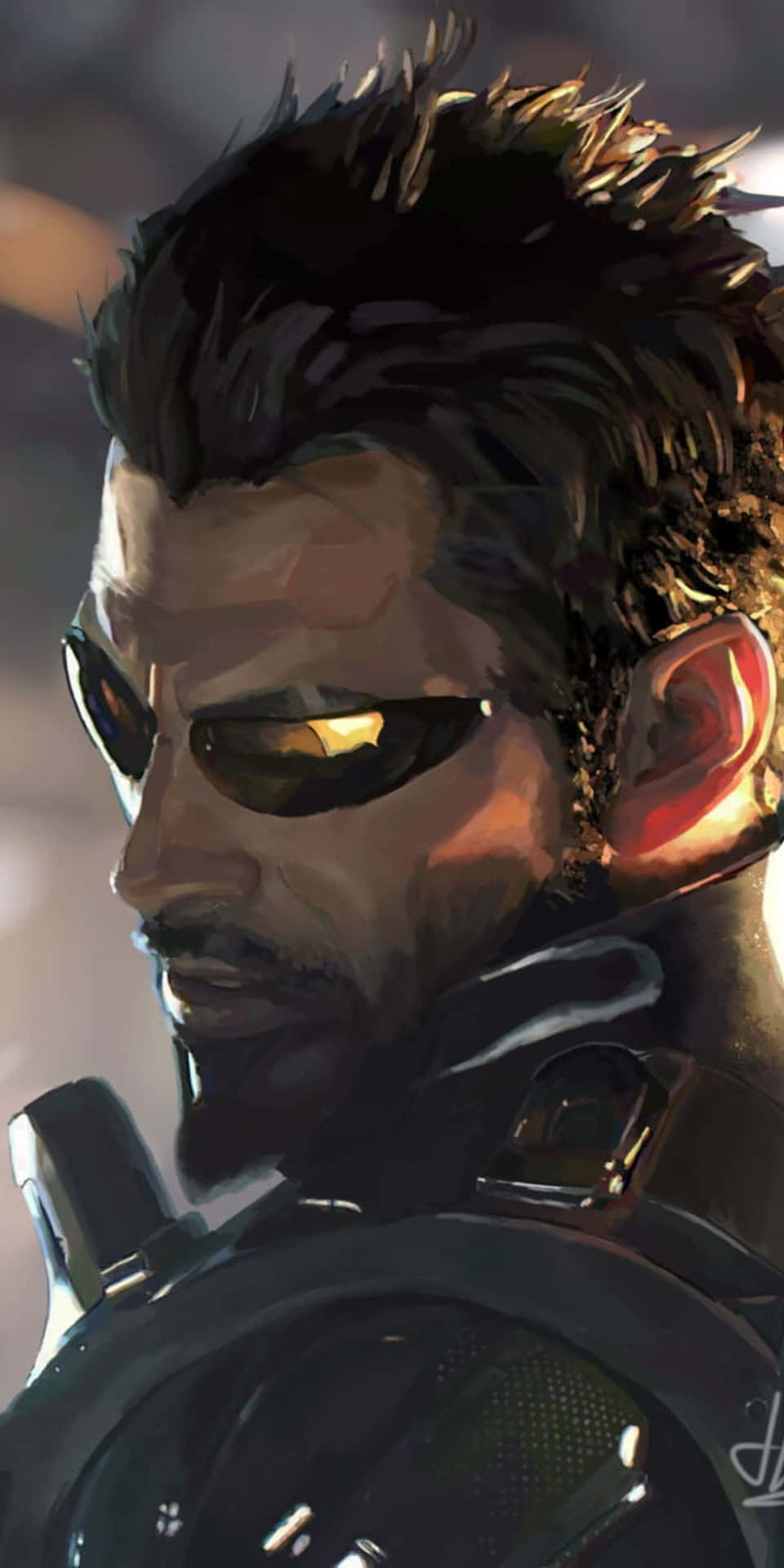 Stängav Adam Jensen Pixel 3 Deus Ex Mankind Divided Bakgrundsbild.