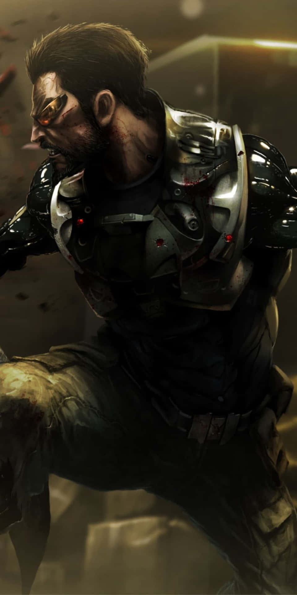 En knæ Pose Adam Pixel 3 Deus Ex Menneske Divided Baggrund.
