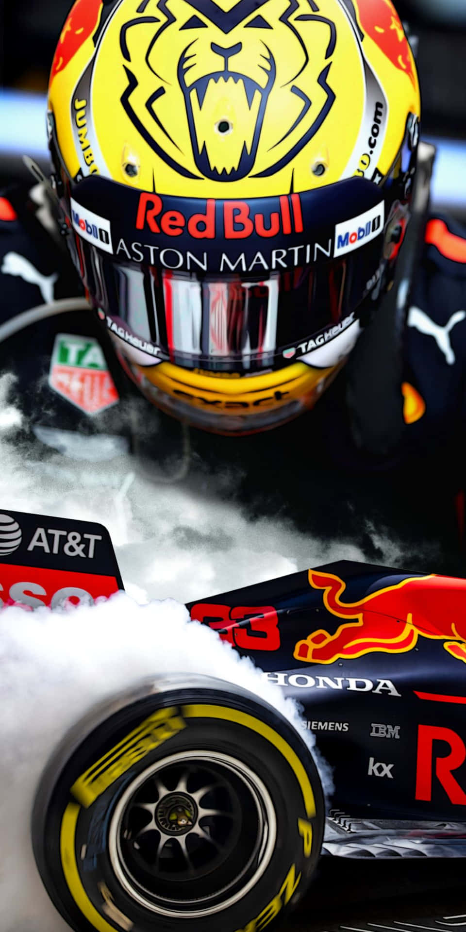 A Red Bull Racing Driver Is Riding His Car