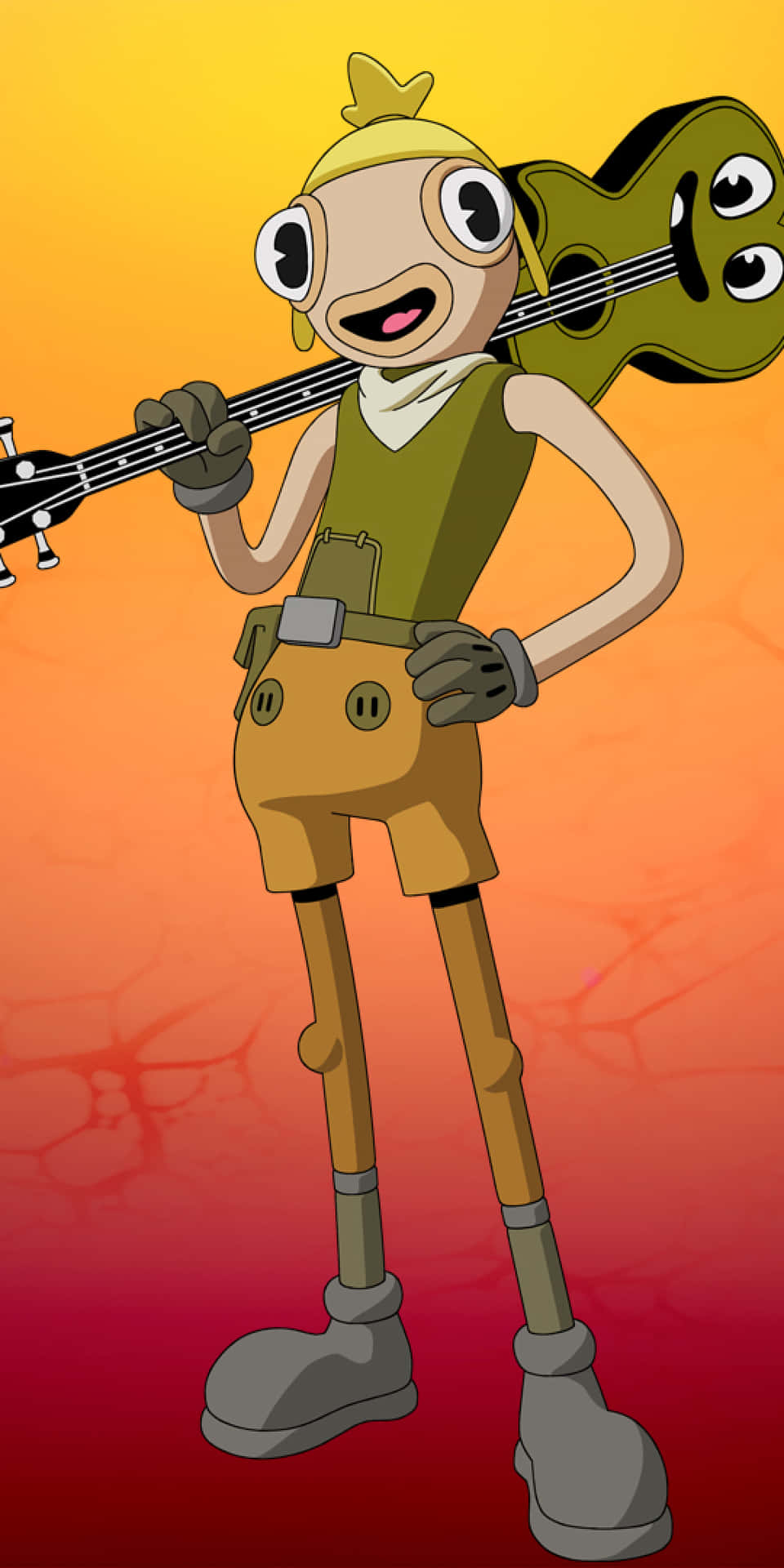 Unpersonaje De Dibujos Animados Sosteniendo Una Guitarra