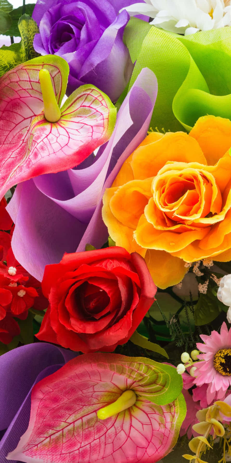 Cool Pixel 3 Colorful Flowers Background