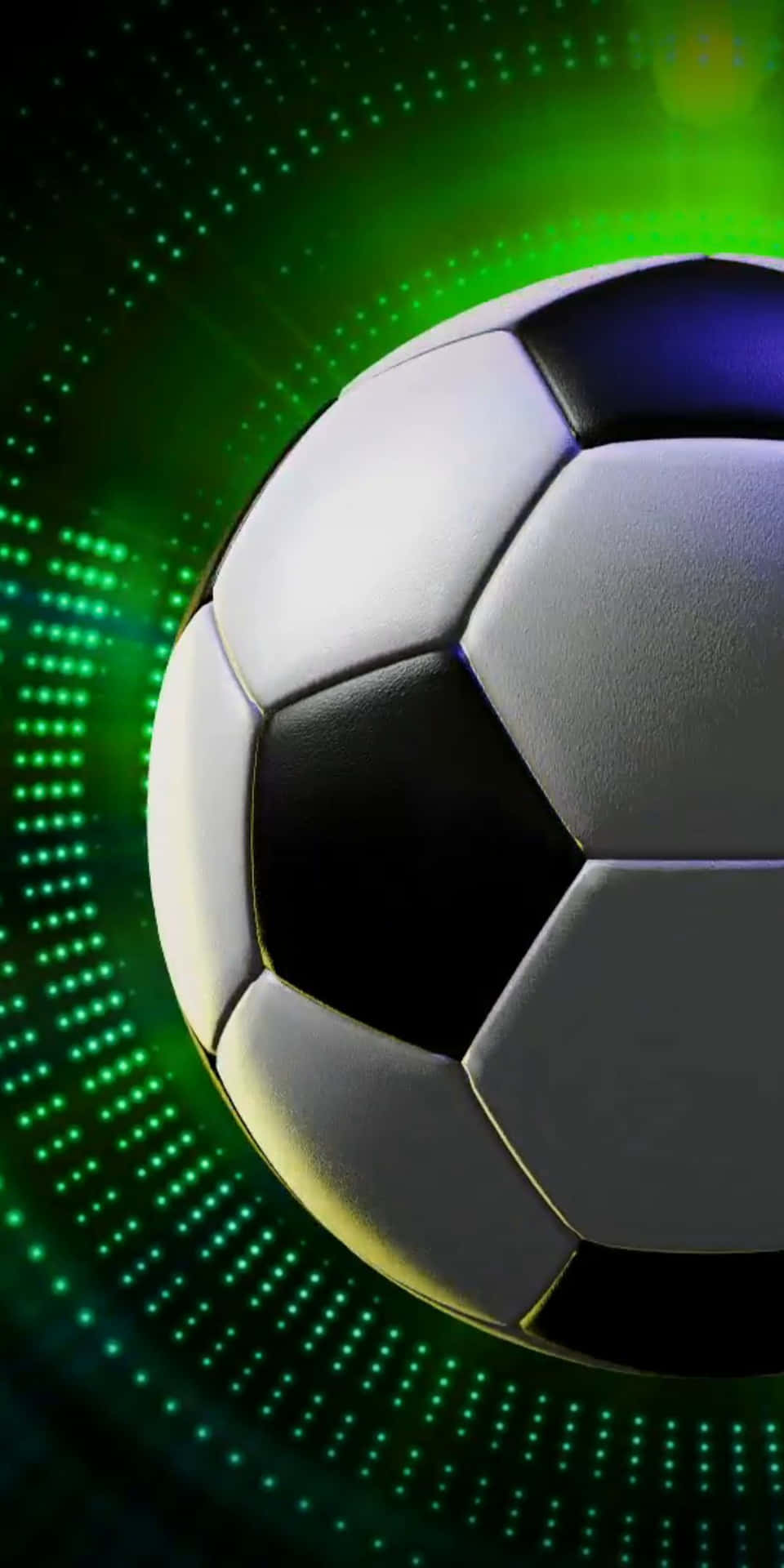 Sfondoper Computer O Smartphone: Pallone Da Calcio Pixel 3 Con Effetto Neon Verde Brillante.