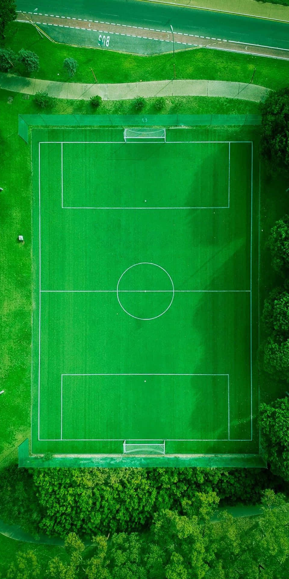 Fondode Pantalla De Campo De Fútbol Capturado Por Un Dron En El Pixel 3.