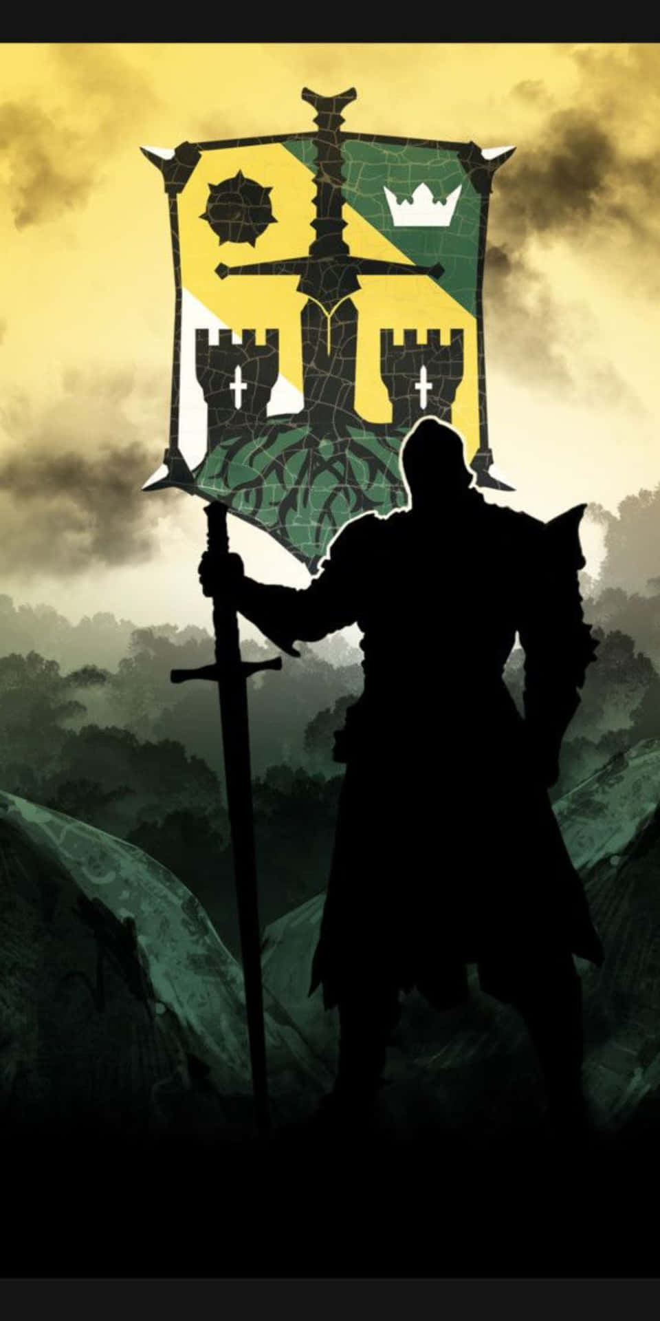 Pixel3 Ritter-silhouette Mit Schattenbildungs-hintergrundillustration Von For Honor