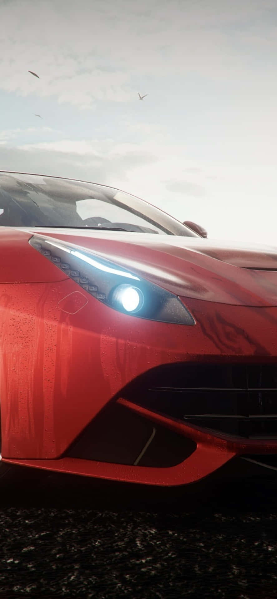 A Red Ferrari Sports Car In A Video Game