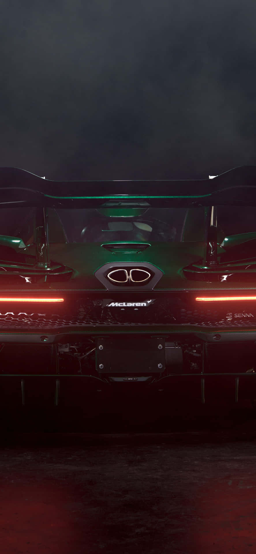 A Green Sports Car With Red Lights On The Back