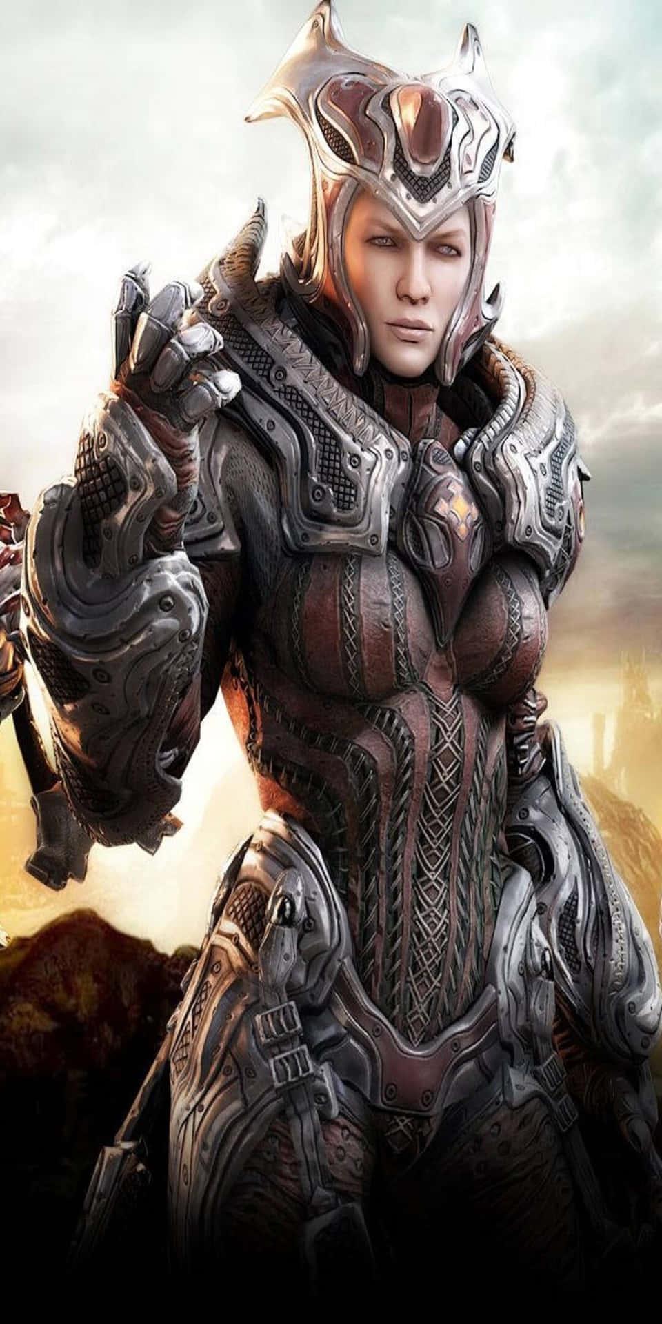 Porträttav Queen Myrrah Som Bakgrundsbild På Pixel 3 För Gears Of War 5.