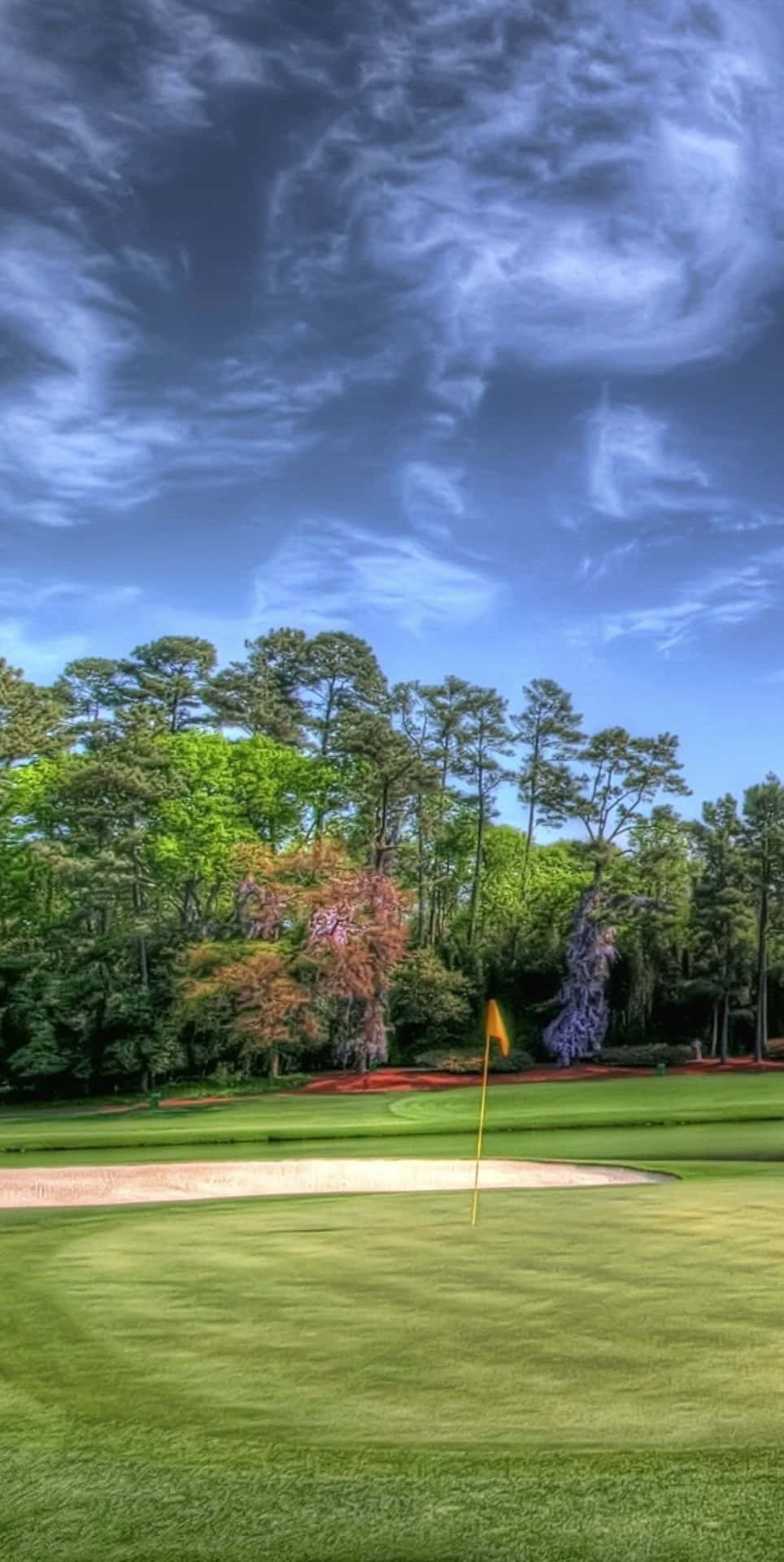 Sfondodel Campo Da Golf Con Bandiera Arancione Pixel 3