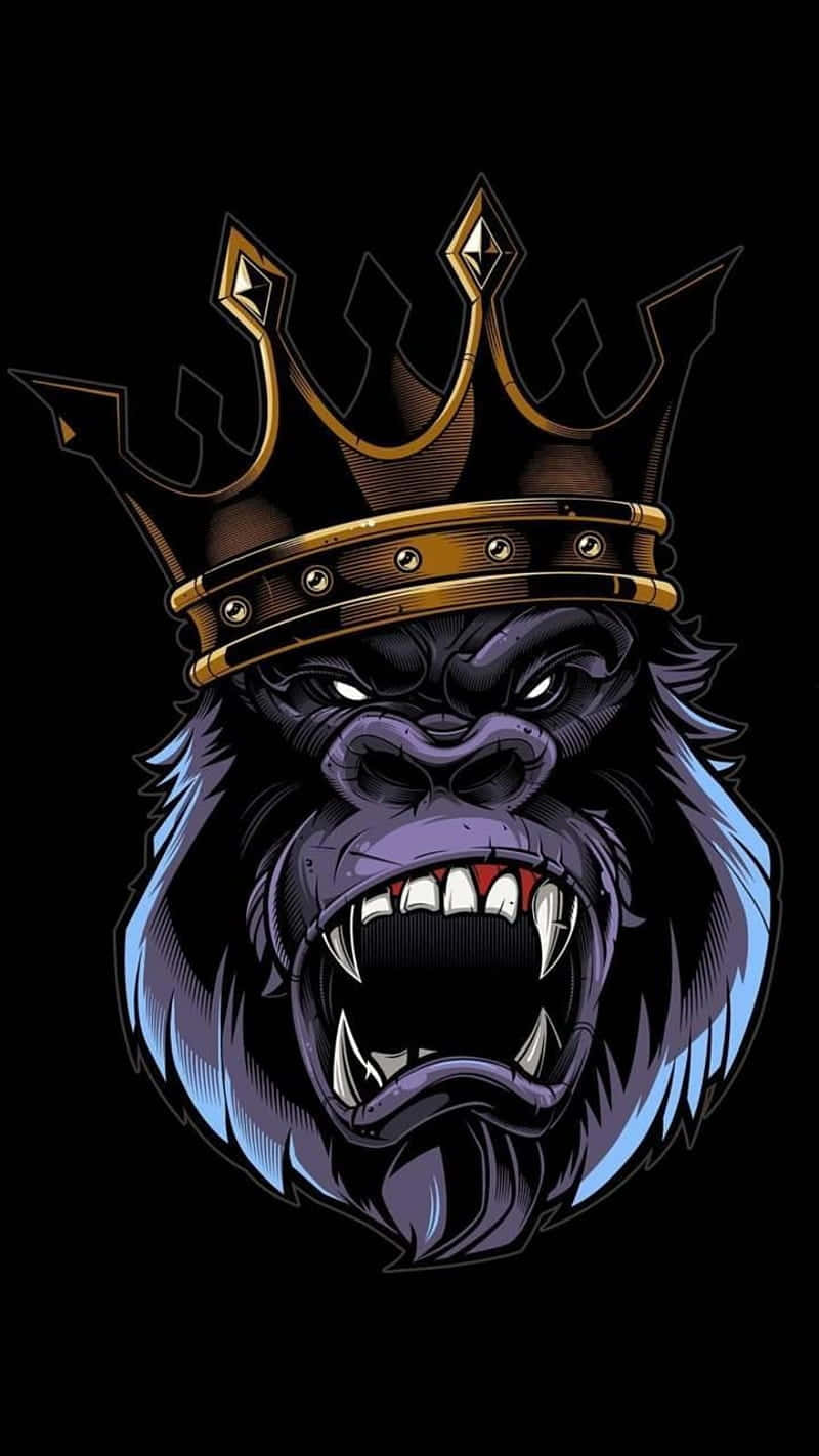 Pixel 3 Gorilla With A Crown Art Background