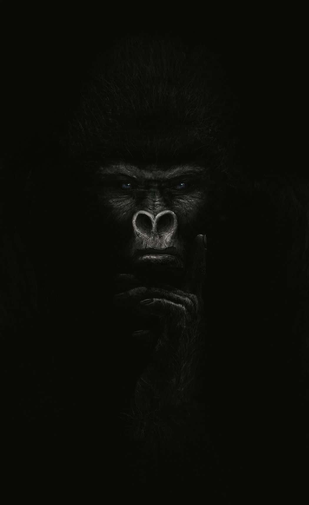 Pixel3 Gorilla Auf Schwarzem Hintergrund