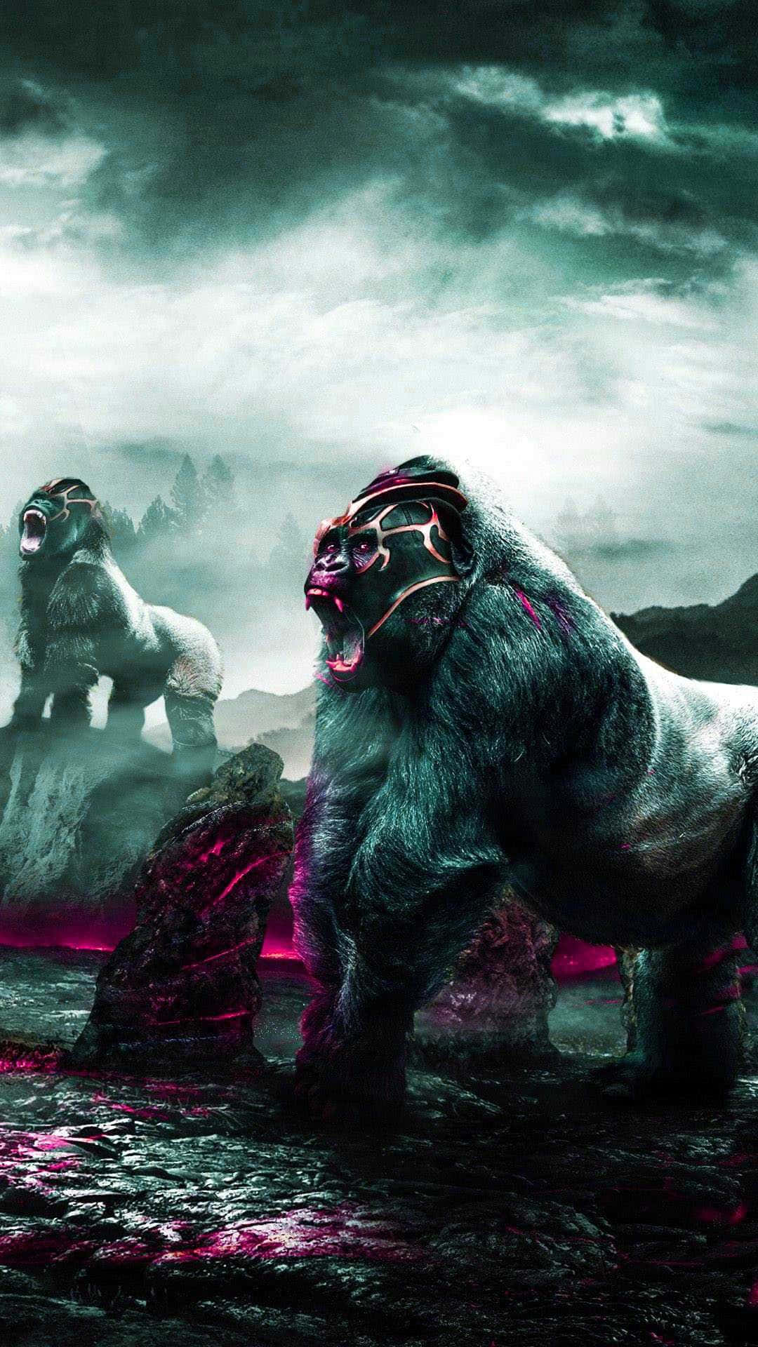 Pixel 3 Fearsome Gorilla Art Background