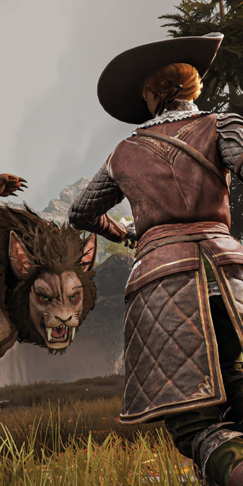 Einmann Kämpft In Einem Videospiel Gegen Einen Wolf.